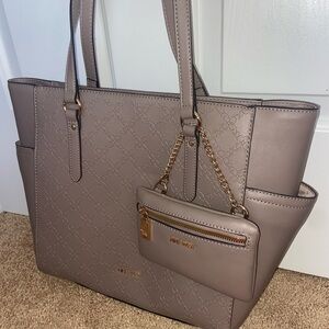 *NEW* Nine West Embossed Gray Tote with Pouch